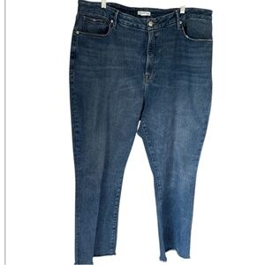 Good American Blue Skinny Jeans Distressed good jeans sz 20 frayed hem